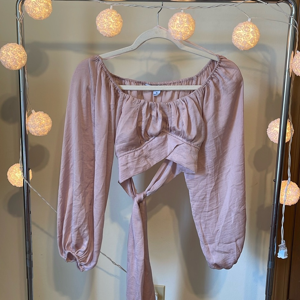 Blush silk tie around top